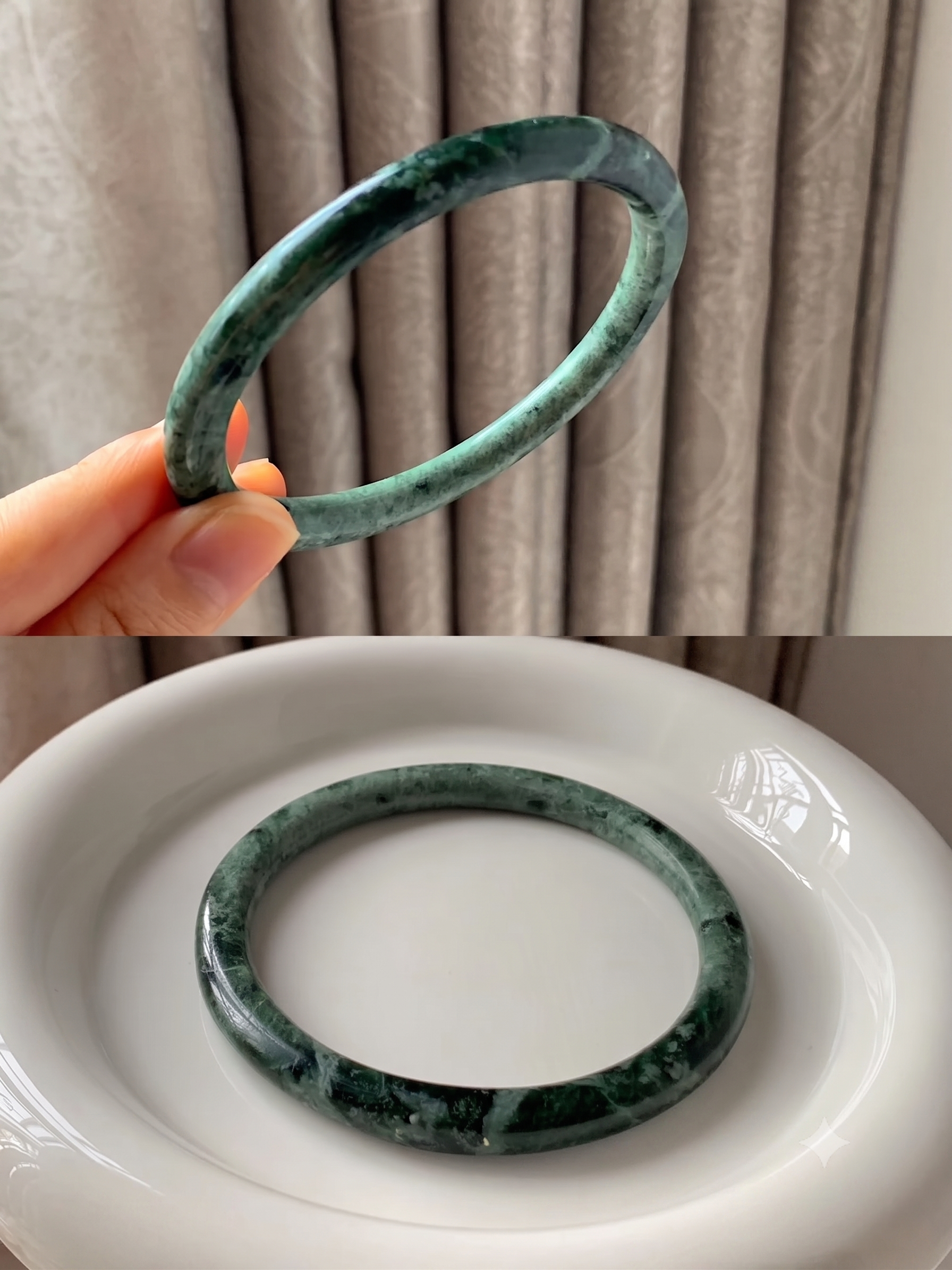 Vòng Ngọc Liền Xanh Rêu Vân Trắng (M29)